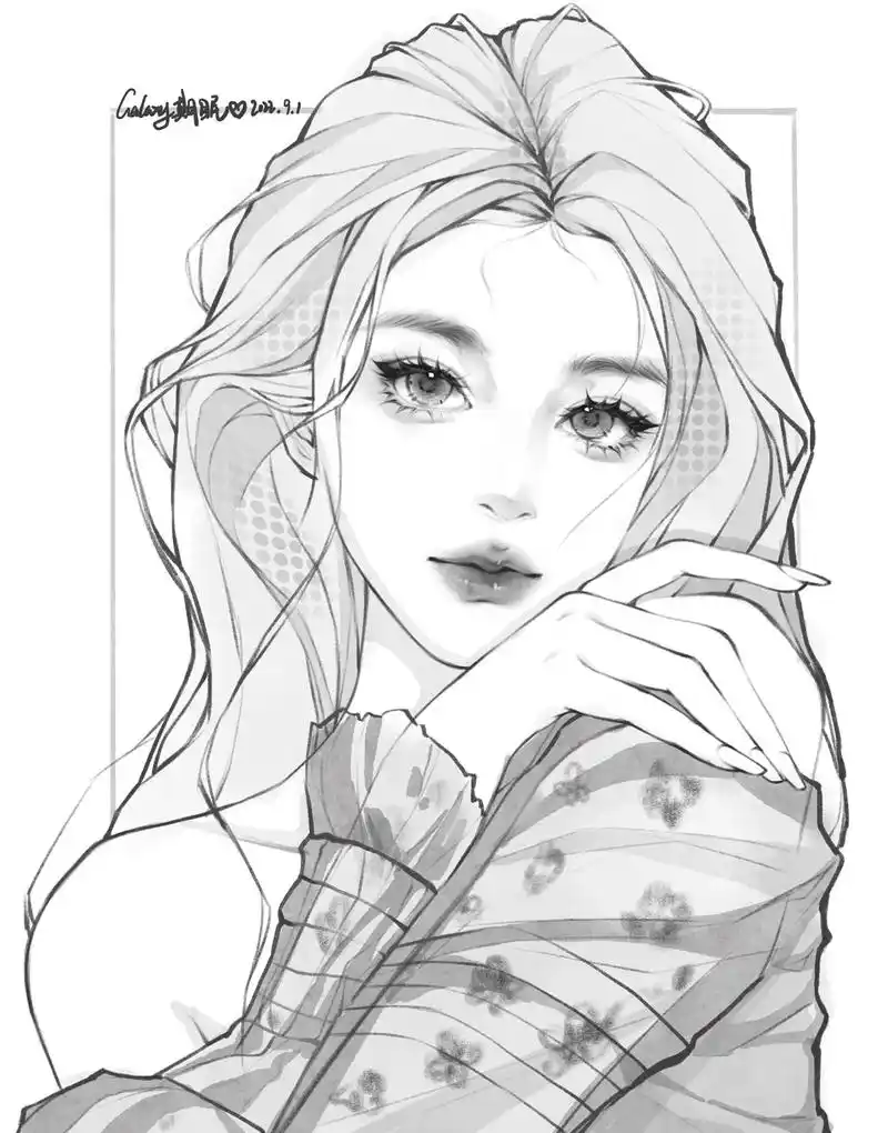 少女线稿附过程