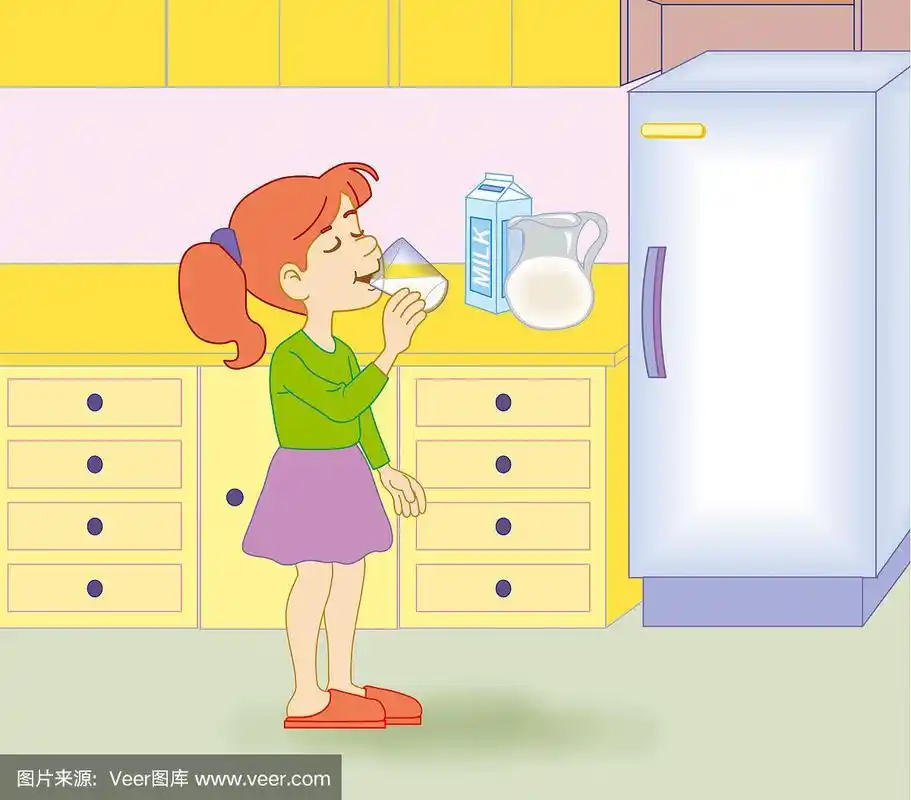 小女孩喝牛奶- jpg插图