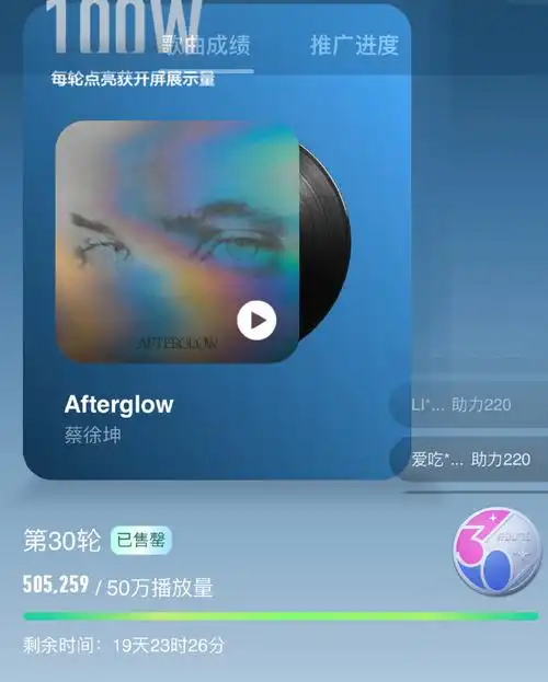 蔡徐坤afterglow上线