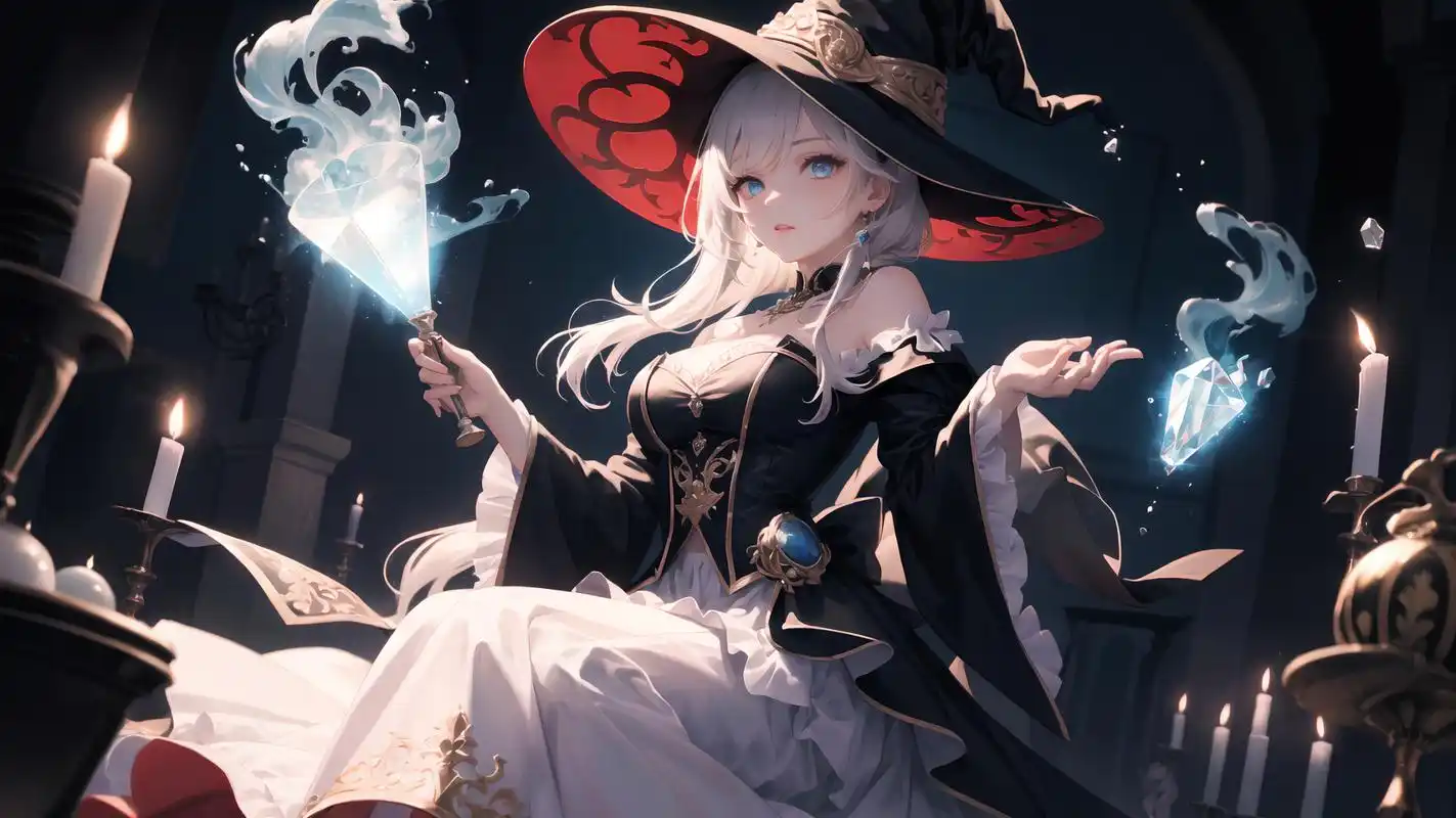 动漫壁纸##ai绘画#穿着礼服女巫(横版2k),喜欢的就下载成为你的手机