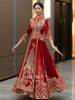 帛闻重工大码夏季秀禾服新款中式嫁衣奢华结婚龙凤褂小个子秀和服