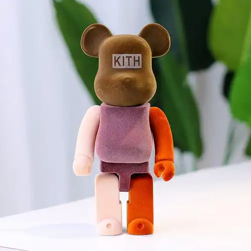 现货bearbrick积木熊钟楚曦同款植绒暴力熊公仔摆件联名潮玩盲盒