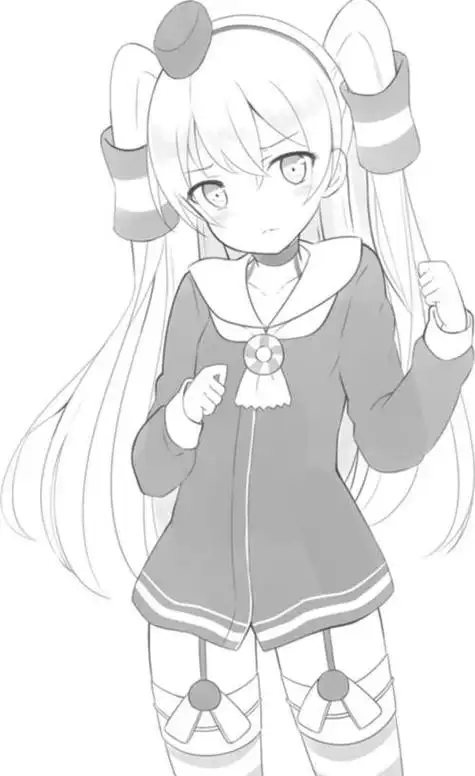 卡通长发女孩简笔画图片笔手绘手绘线描:手稿素材,可爱动漫人物铅笔稿