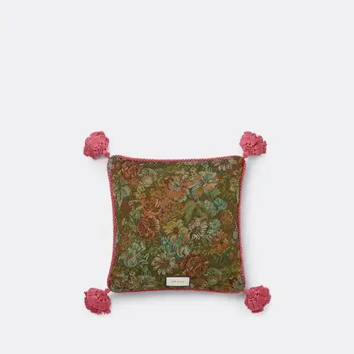 【gucci古驰 靠垫抱枕】gucci/古驰 19年春夏 猫图案刺绣天鹅绒靠垫