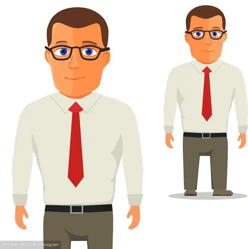 穿白衬衫打红领带的男人卡通人物