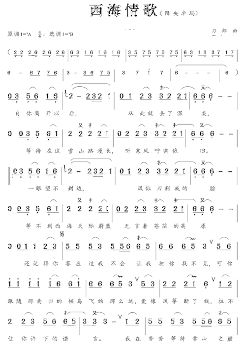 手心里的温柔简谱(手心里的温柔刀郎简谱)