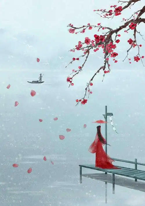 古风二十四节气插画逍遥月系列--大雪