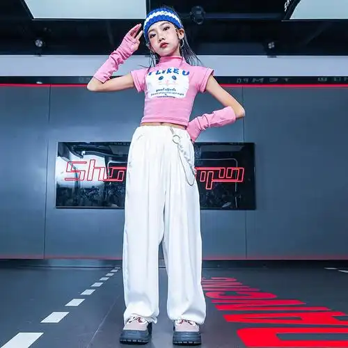 裤女团hiphop工装街舞表演服少儿模特走秀潮服套装女孩爵士舞服装