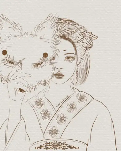 45100张古风少女线稿打卡