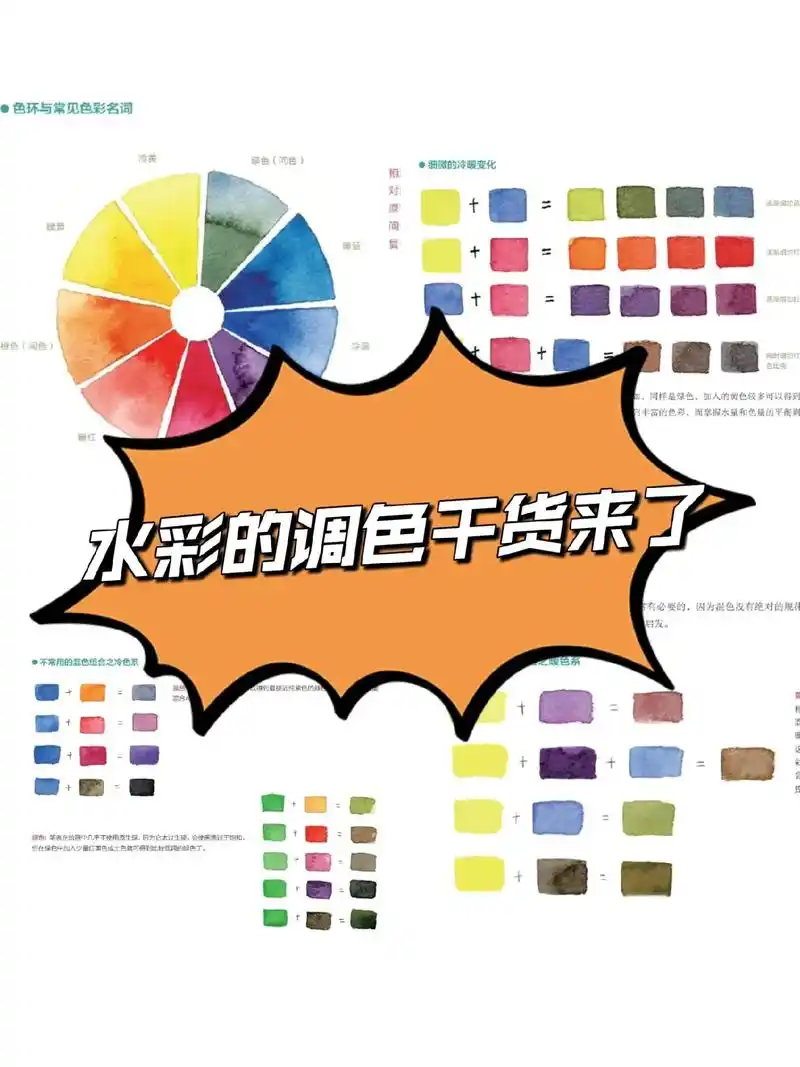 水彩的调色干货来了!现在美术老师可以用水粉,水彩,丙烯,很多 - 抖音