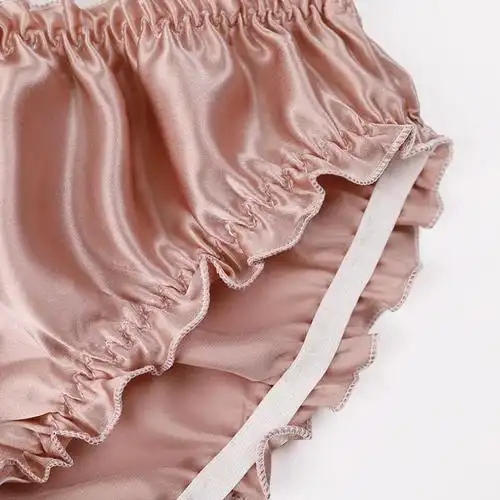 好货真不贵高档女士真丝内裤荷叶边素绉缎低腰女真丝内裆三角裤