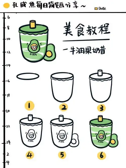 手帐素材0基础小白自学超萌奶茶简笔画教程