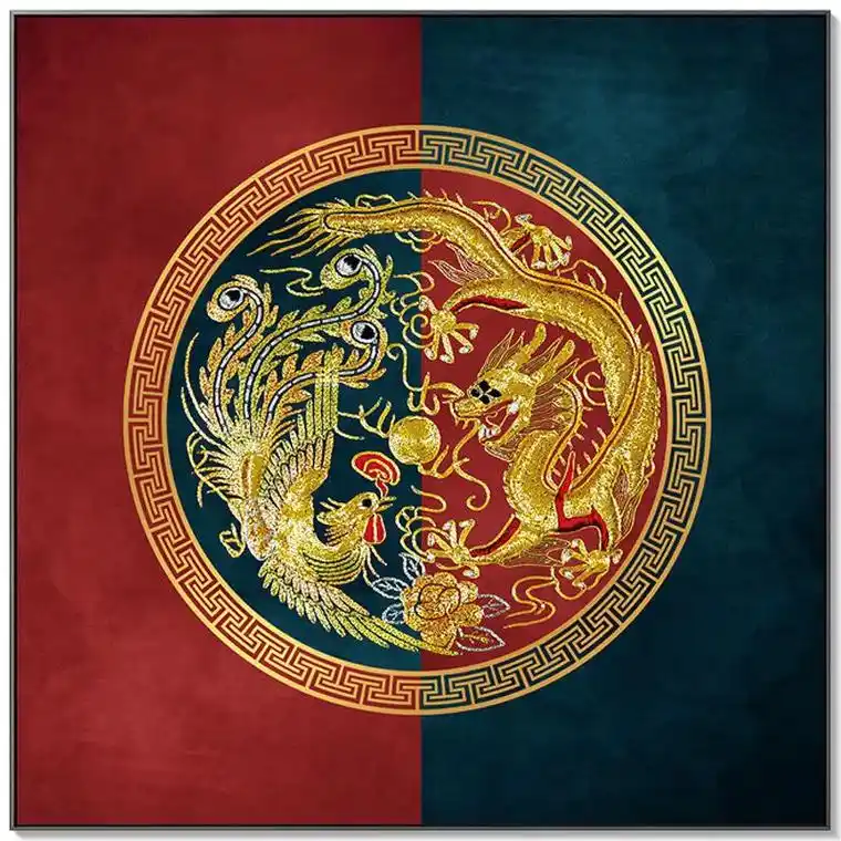 龙凤呈祥金色装饰画中国风国潮挂画入户玄关.#总有一款适合你  - 抖音