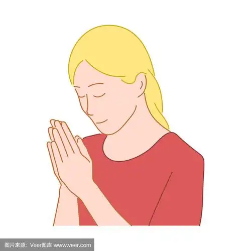 祈祷的女孩双手合十