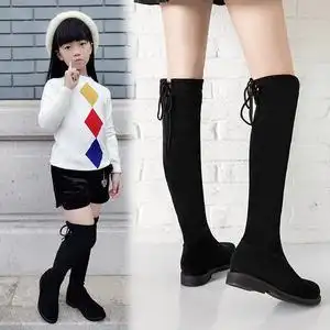 女童长靴2020新款秋冬季加绒小女孩过膝黑色高筒长筒大童儿童靴子