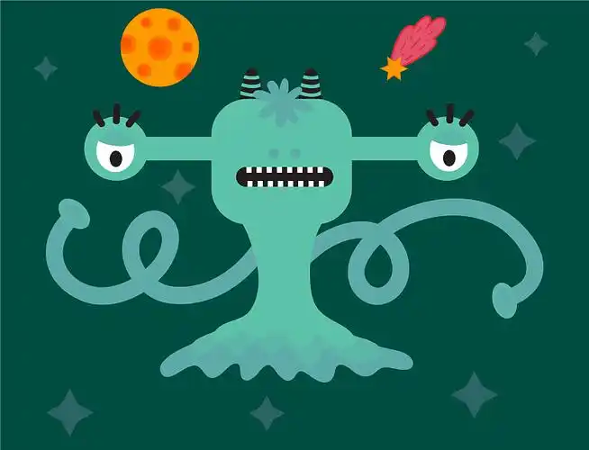 有趣的卡通怪物可爱的外星人角色