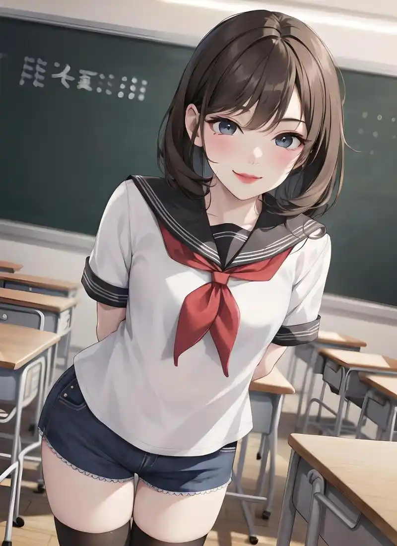 动漫壁纸---日漫校园美女 二次元风校园萝莉 她是校园里的小精灵,活泼