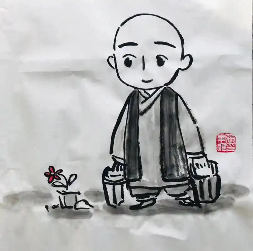 闲暇之余,画一组一禅小和尚.9898 - 抖音
