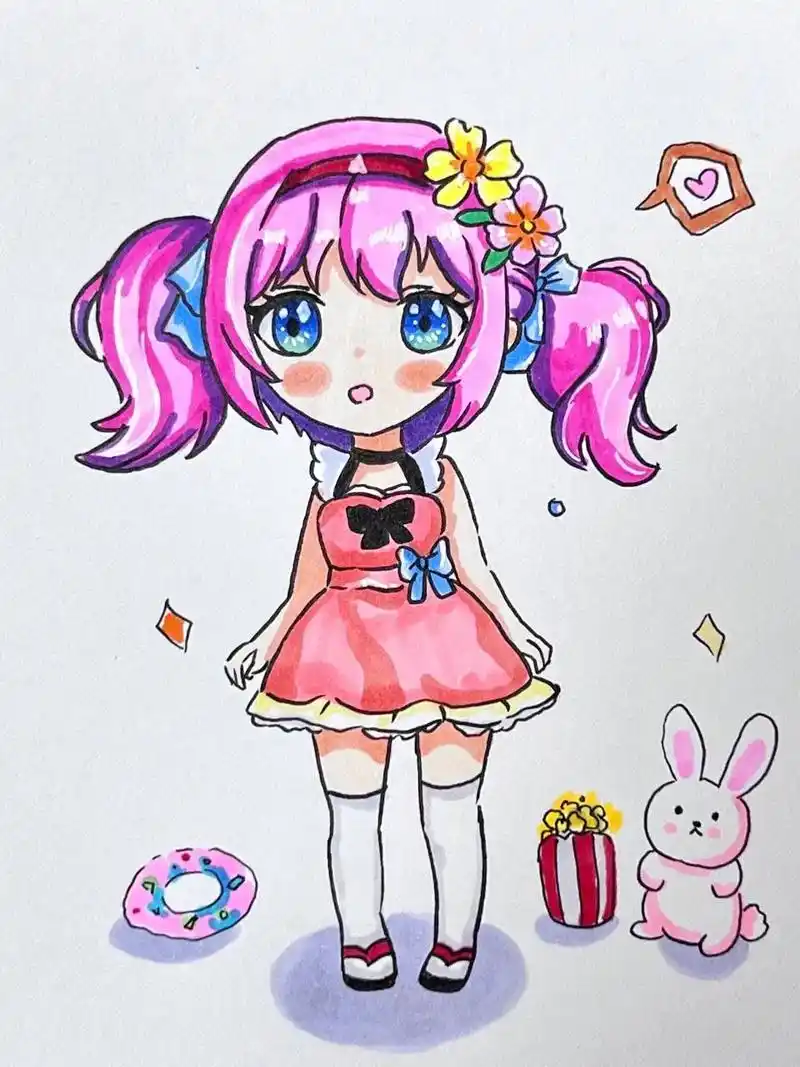 动漫女生绘画过程图.#动漫手绘 #二次元 #一起学画画 #动 - 抖音