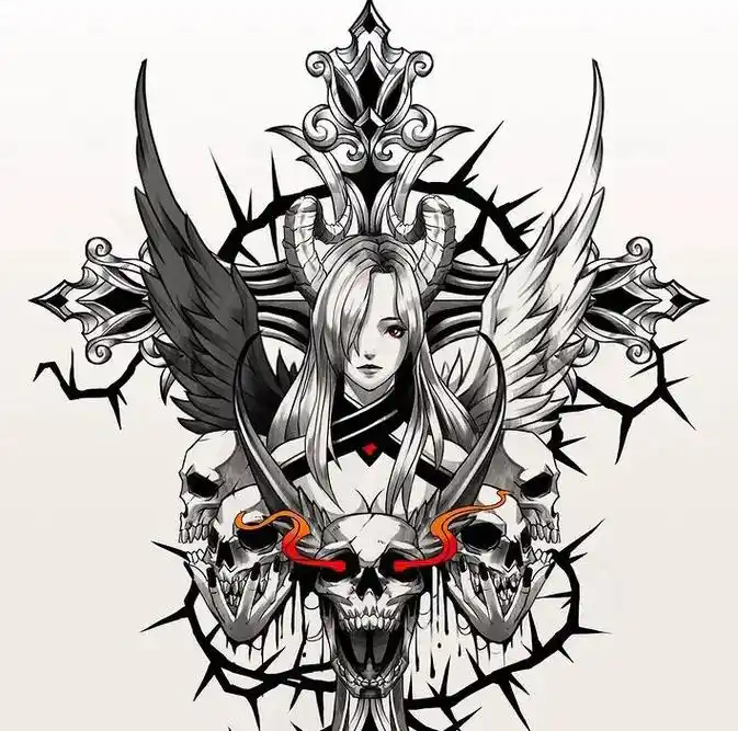 纹身刺青 #纹身图案手稿 #天使 #天使的翅膀 #恶魔 # - 抖音