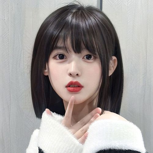 网红学生头蓬松bobo头自然可爱短发空气齐刘海短直假头女全头套式