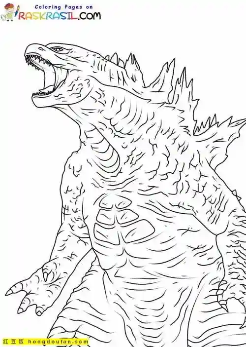 超级怪兽11张恐怖哥斯拉男孩子们最喜欢的恐龙涂色图片