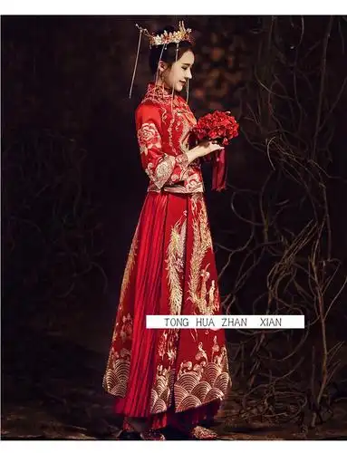 嫁衣古装新娘 凤冠霞帔中式婚礼服装秀禾服新款女结婚龙凤褂礼服敬酒