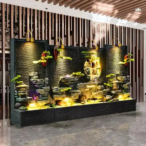 假山水幕墙流水屏风室内景观酒店别墅风水轮庭院送礼鱼缸装饰摆件