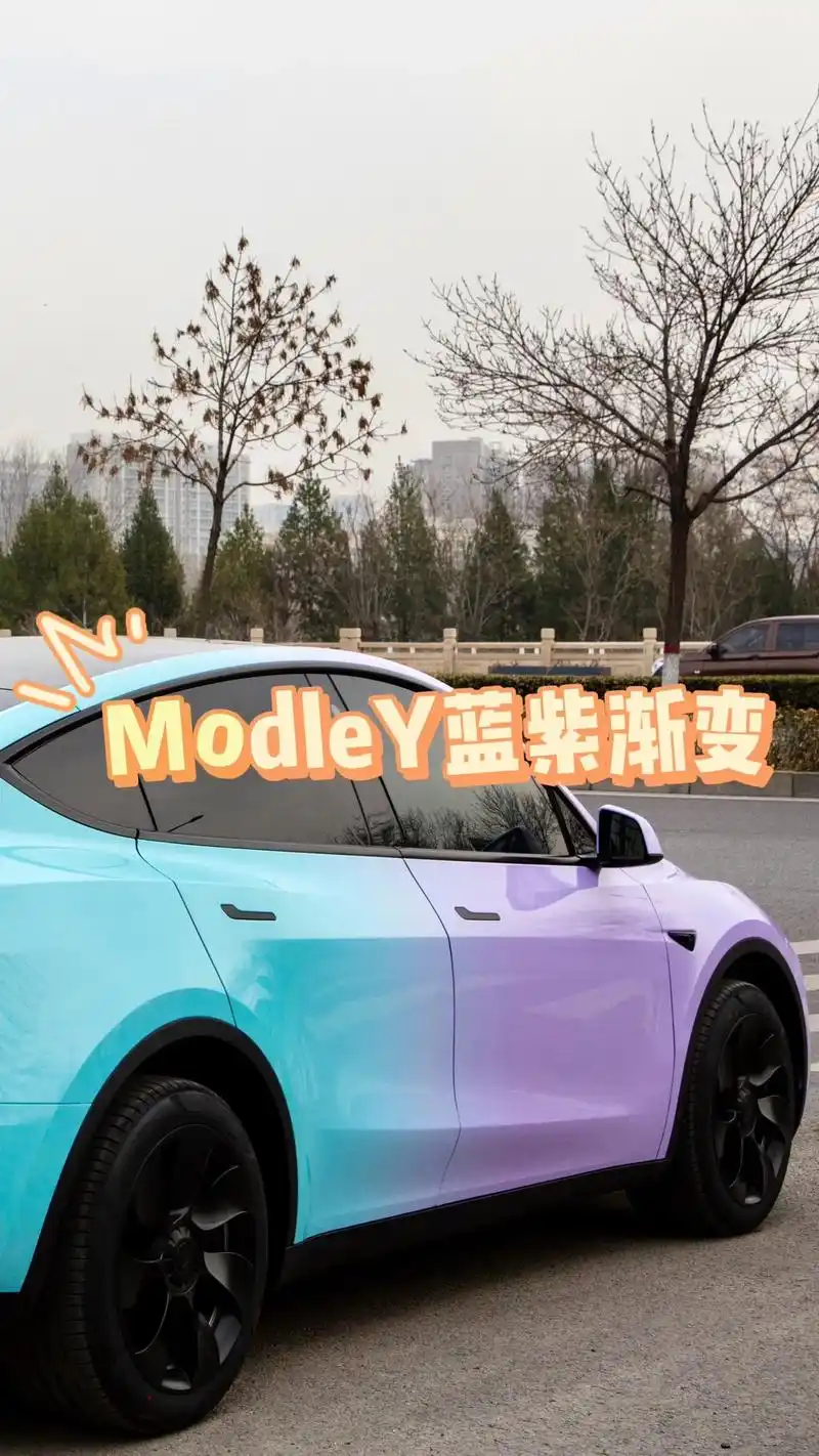 model y |蓝紫渐变.真香一整个爱住了#特斯拉 #汽车 - 抖音