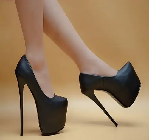 18cm超高跟鞋细跟防水台单鞋欧美夜店恨天高性感黑色女鞋公主17cm