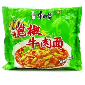 康师傅泡椒牛肉面 清真食品 袋装方便面泡面102克满24袋包邮