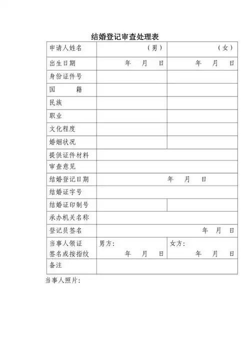 结婚登记审查处理表