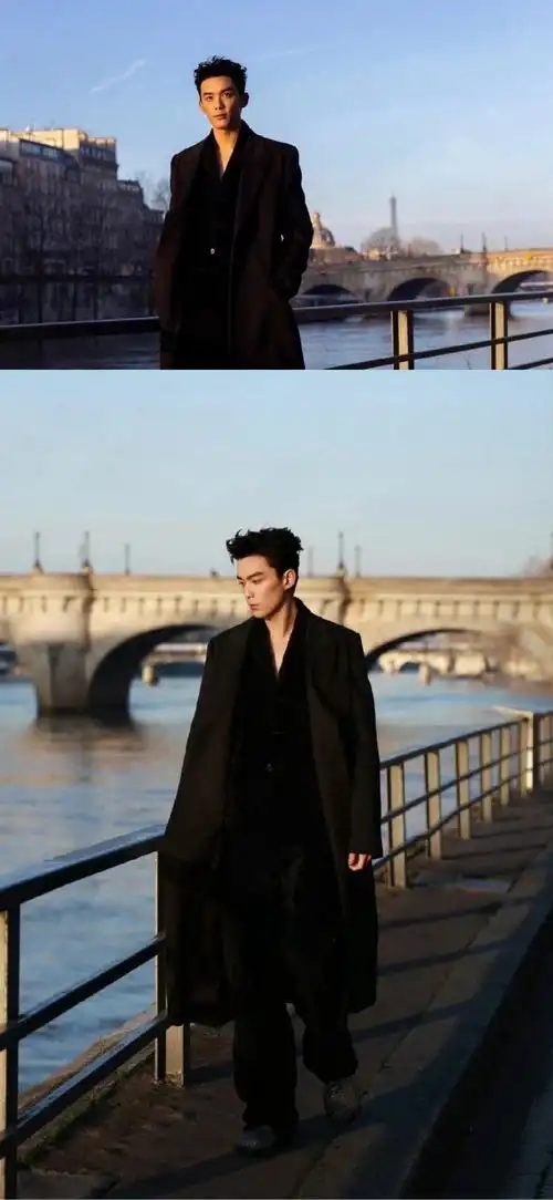 吴磊巴黎随拍##吴磊是又穿了深v吗