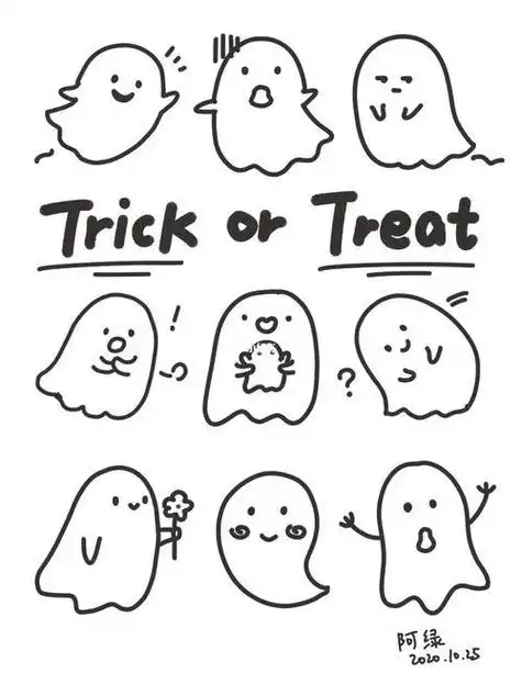 万圣节幽灵简笔画大全可爱又恐怖的万圣节幽灵的简笔画素材大全幽灵简