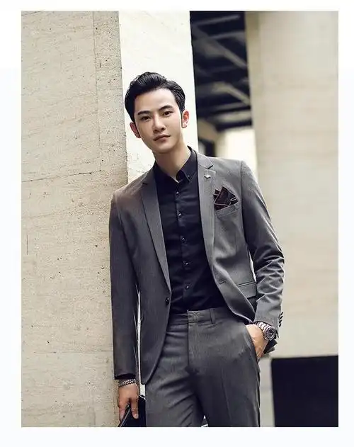 西装时尚加厚休闲单西杰思梵 简约帅气黑色时尚绅士男西服男士西服