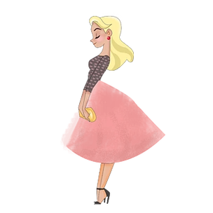 原创手绘全身侧身优雅的女孩png格式