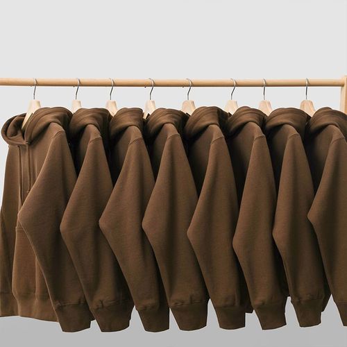 暖色系秋装 巧克力色460g重磅加绒连帽卫衣咖啡色棕色帽衫男女冬