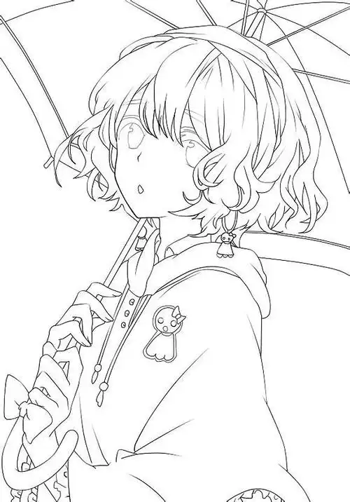 手绘插画原稿线稿黑白稿萌美少女二次元