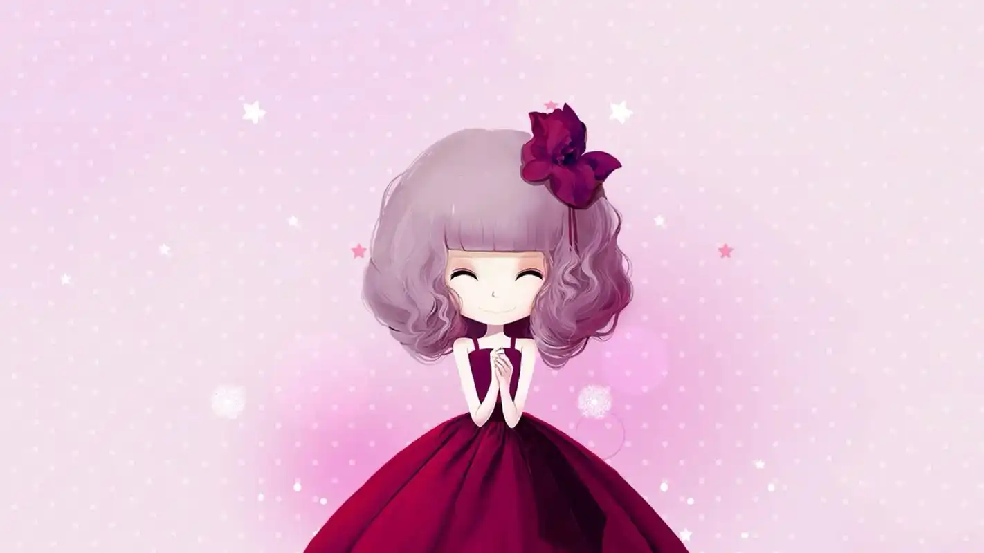 花花姑娘可爱卡通电脑桌面壁纸