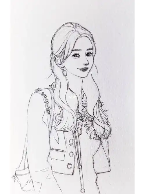 水溶性彩铅  #水彩人物  #彩铅手绘  #线稿  #anglababy杨颖  #杨北