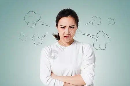 生气发脾气的女人真人加漫画图片素材