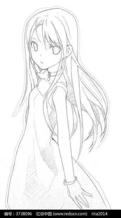 可爱的漫画少女手绘简单简笔画