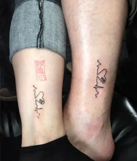情侣心心相印心电图纹身图案