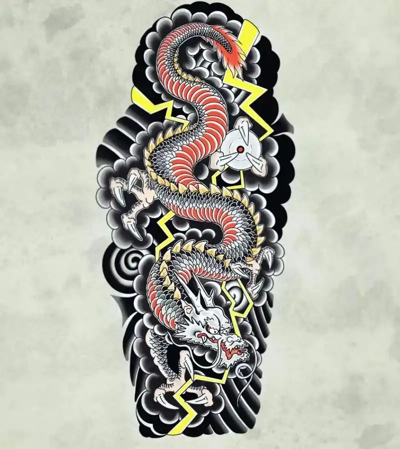 日式满背花臂手稿推荐