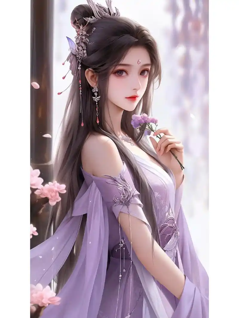 游戏角色美女,紫衣古风,古风头像