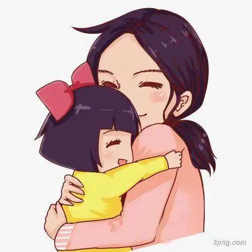 卡通手绘抱着孩子的妈妈