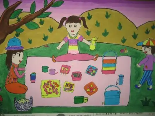 户外野餐风景简笔画