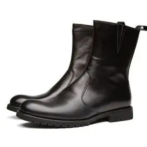 秋冬新款真皮男士皮靴头层牛皮中筒马丁靴男软底加绒保暖皮靴男靴