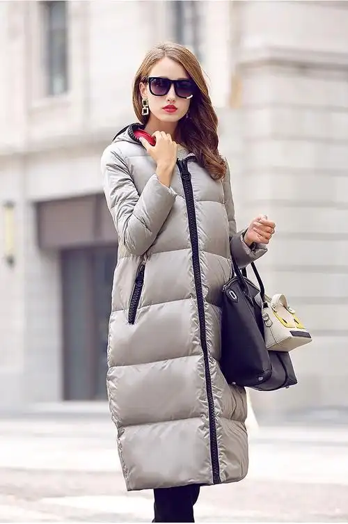 帝尼兰 羽绒服女 2015冬装新款女装加长加厚 中长款羽绒服女轻薄修身