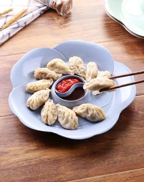 碗碟盘 造型新颖 小麦系列花朵饺子盘2只装